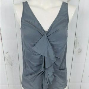 New j.crew Gray silk ruffle sleeveless blouse 0